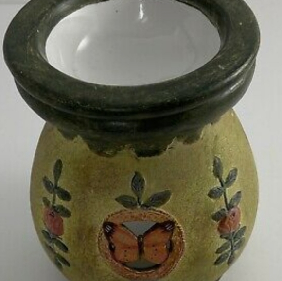 Lange melting pot, art Elizabeth King, Butterflies and Blooms, wax warmer, 5" - Picture 3 of 6